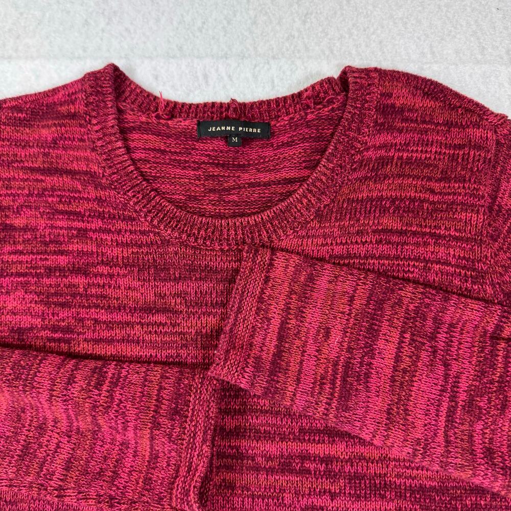 Jeanne Pierre Womens Medium Cranberry Red Knit Sweater Crew Neck Christmas